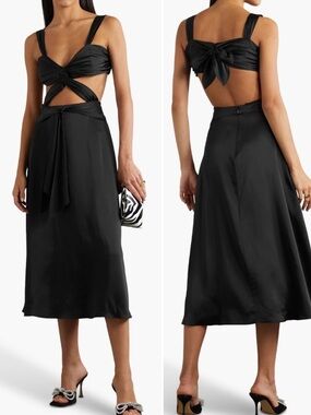 HALPERN Cutout twisted satin midi dress